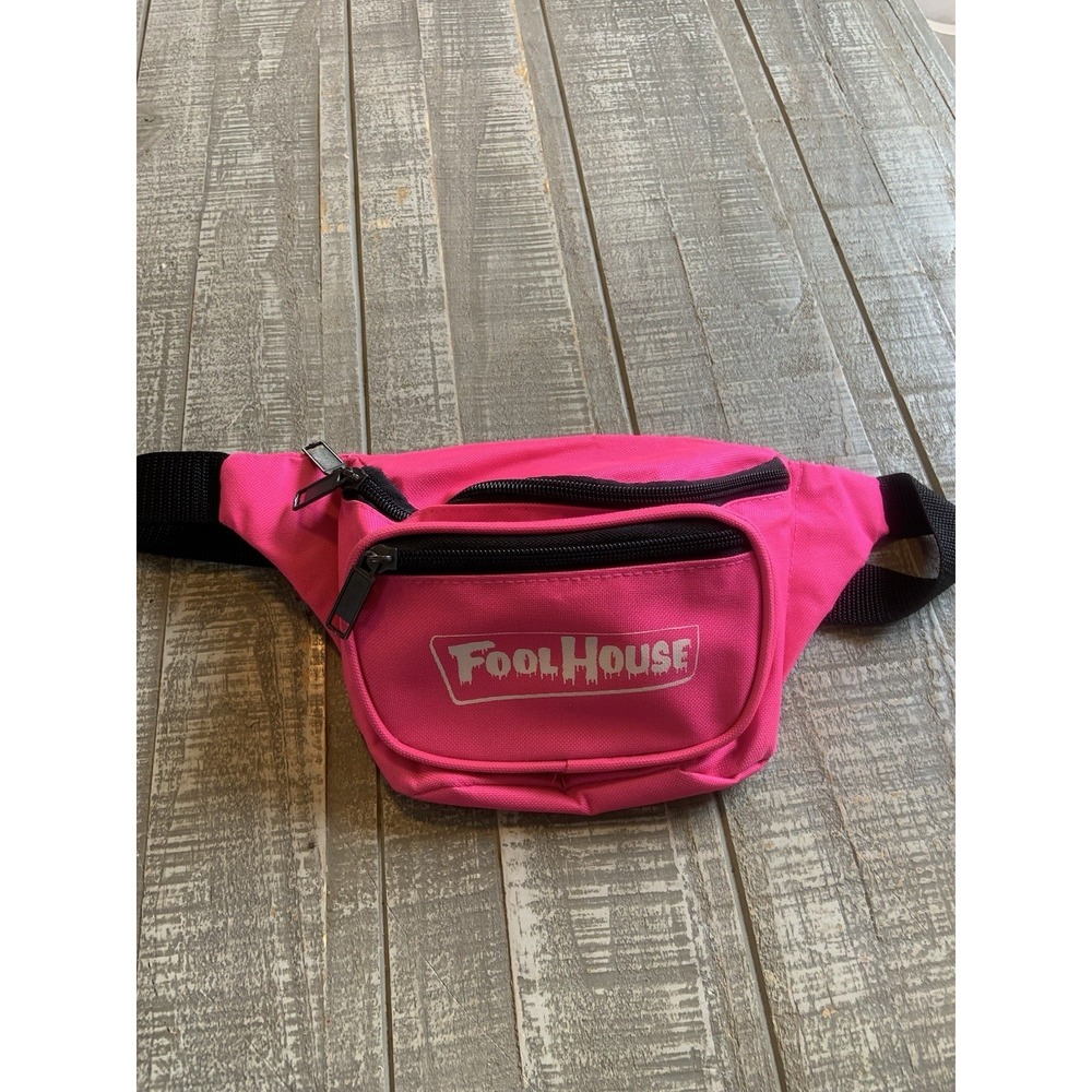 Vintage Pink Neon Retro Logo Design‎ Fanny Pack Nylon 90s Adjustable Fool House